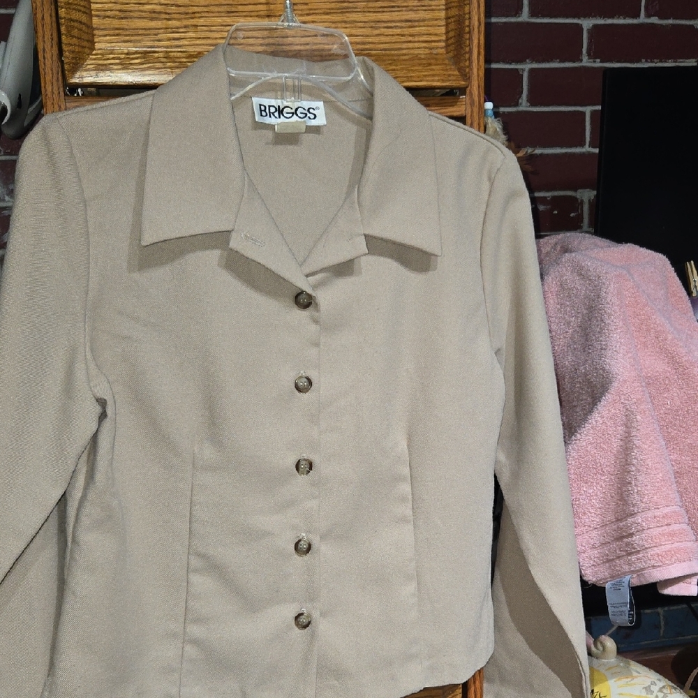 Briggs New York Women's Beige Button-Front Blazer Jacket